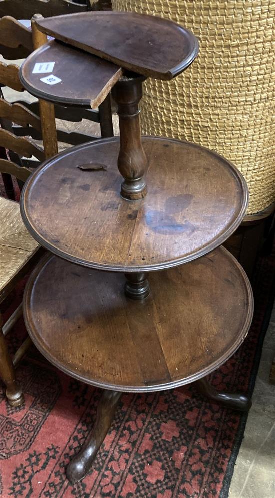 A George III mahogany three tier dumb waiter, height 102cm